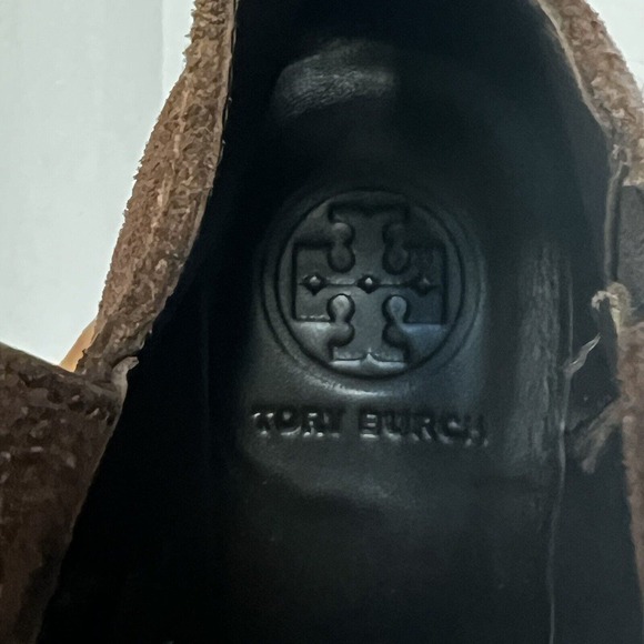 Tory Burch Ginevra Brown Suede Heeled Studded Ankle Boots Size 8M Clog - Picture 10 of 13